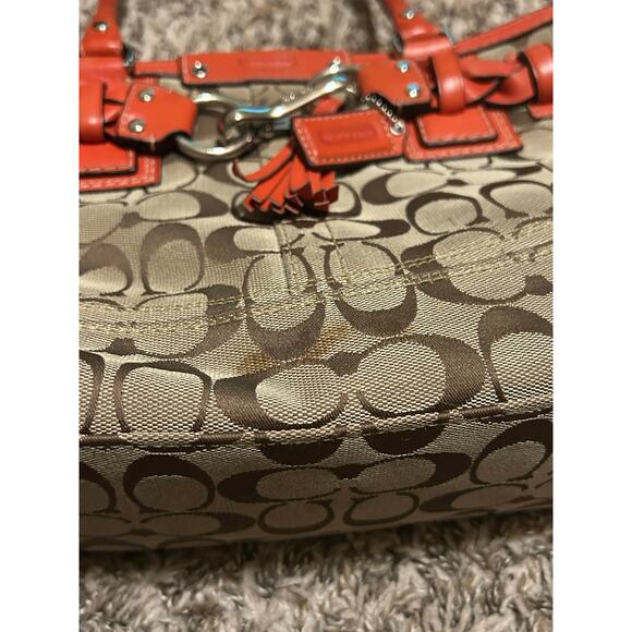 Authentic Y2K Coach Hampton Signature Orange Braided Handbag Satchel Purse - Picture 13 of 16